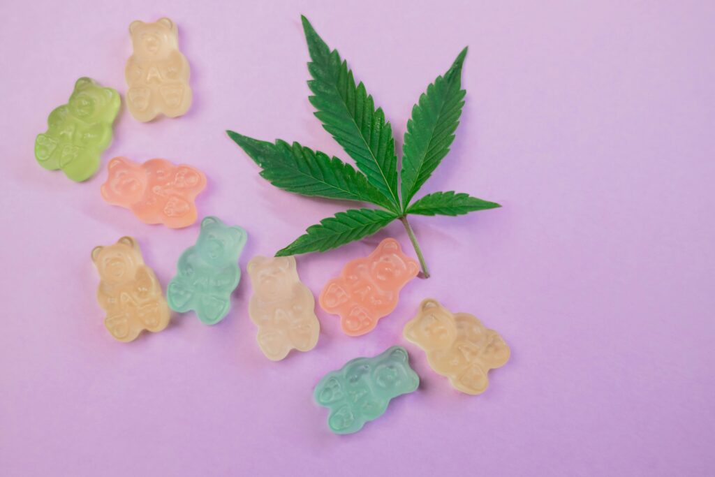 Close-Up Photo of Assorted Cannabis Colored Gummy Bears